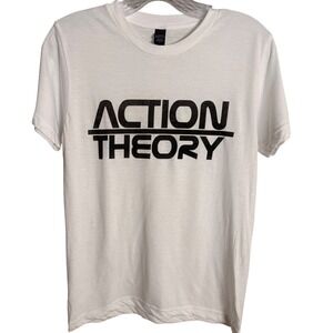 Tultex Action‎ Theory Graphic Tee XS White Cotton Blend Short Sleeve Streetwear